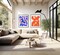 2 Pcs Abstract Colorful Line Wall Art Minimalist Thick Striped Prints Pictures Simple Blue Orange Pink Canvas Posters Watercolor Painting Home Wall Decor for Living Room Bedroom Bathroom 12x16in
